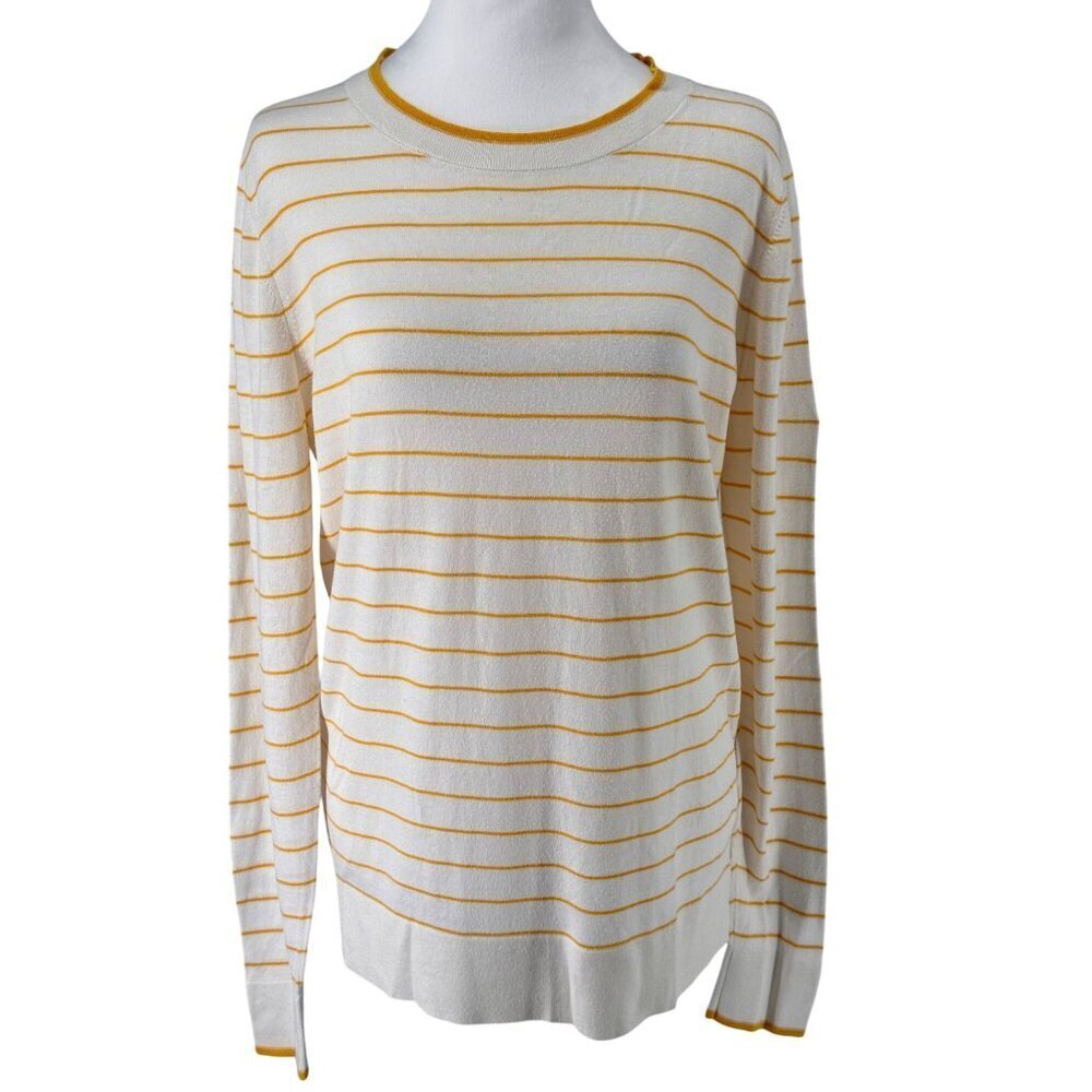 ✨BANANA REPUBLIC Yellow Striped Lightweight Sweater Size L✨ Preppy, Cheerful EUC